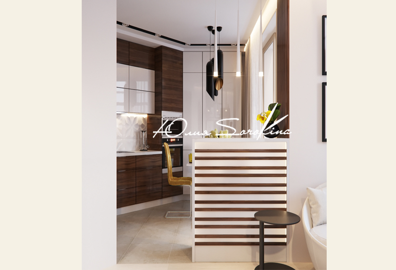 Дизайн интерьера квартиры студии в современном стиле